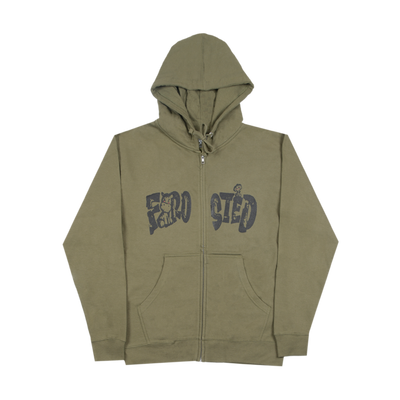 Frosted Skateboards 'Safari Logo' Zip-Up Hoodie - Olive Green