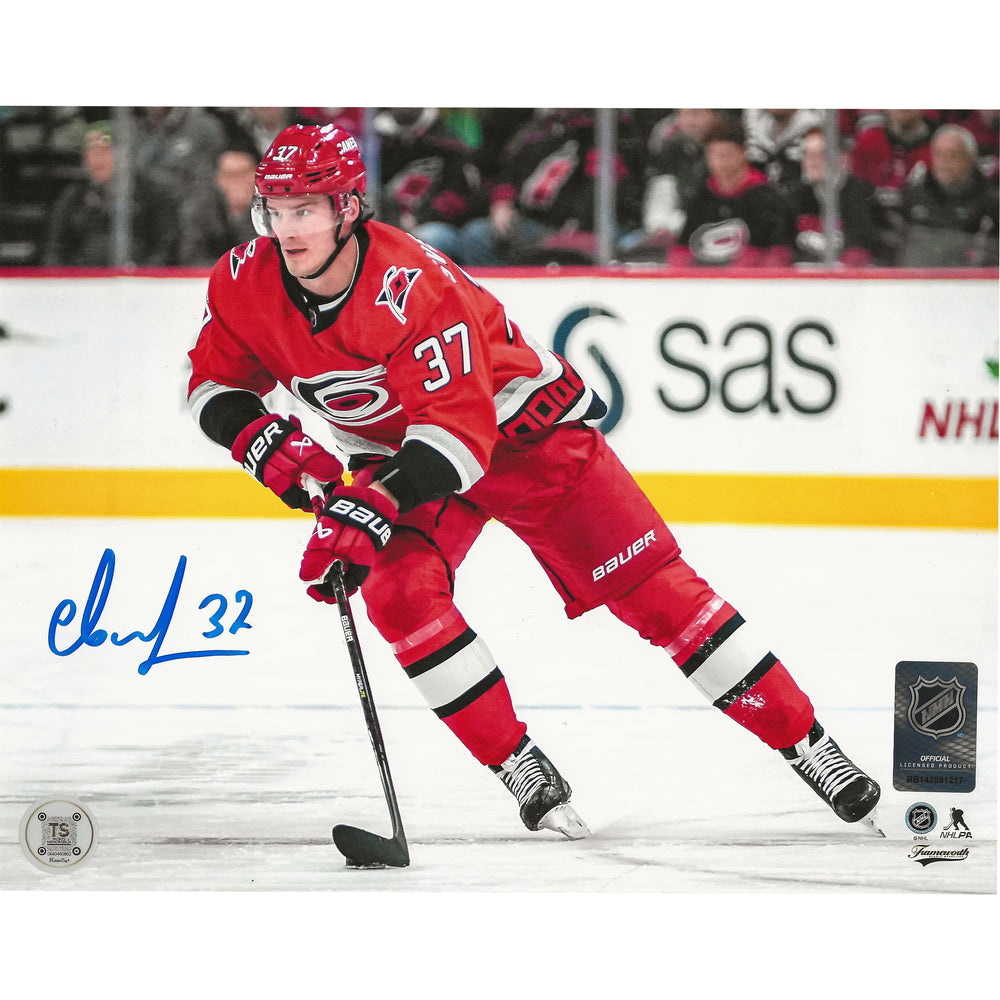 Photo 8x10 de Andrei Svechnikov des Hurricanes de la Caroline, dédicacée, patinage