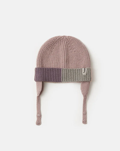 Chunky Beanie Ear Flap| Ash Rose Multicolor | 7am