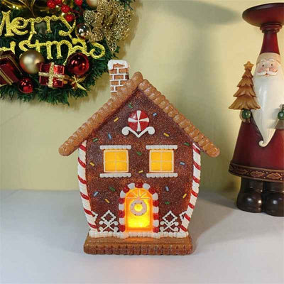 Décoration de bonhomme en pain d'épices de Noël - Figurine en résine lumineuse des Fêtes