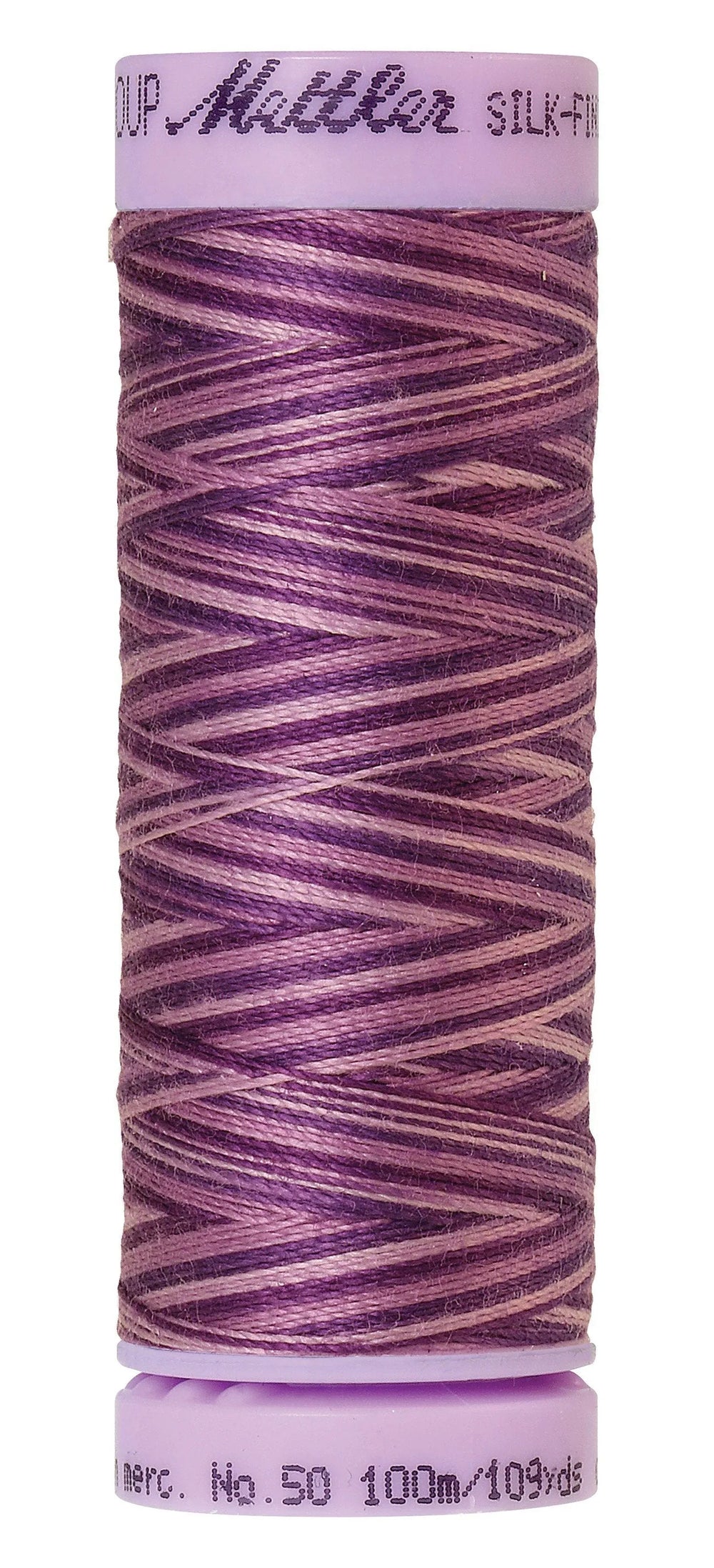 Mettler Silk-Finish 50wt Variegated Cotton Thread 109yd/100M Lilac Bouquet — Cottage Quilting Ltd.