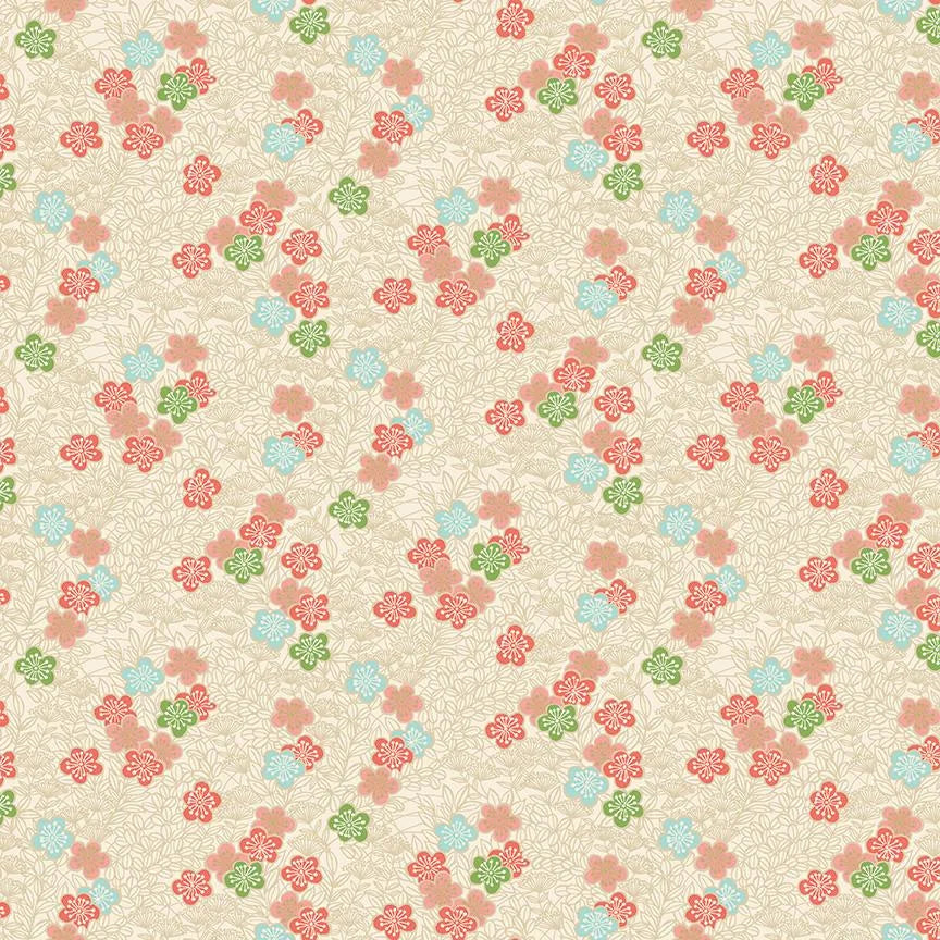 Makower UK: Michiko - Bushclover - Cream/Metallic — Cottage Quilting Ltd.