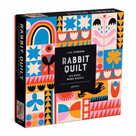 Lisa Congdon Rabbit Quilt 144 Piece Wood Puzzle — Cottage Quilting Ltd.