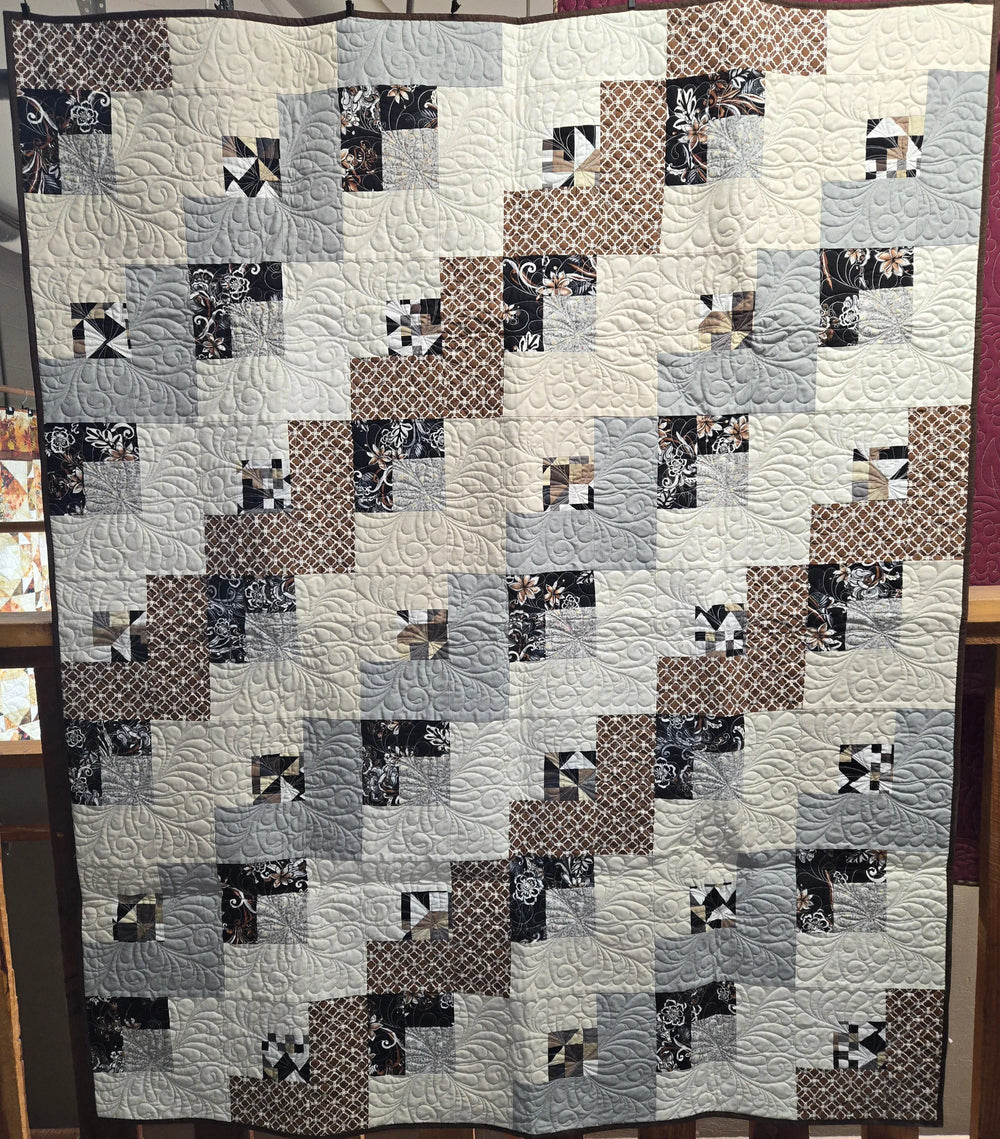 Store Sample- Lap Quilt- Cream,Brown, Grey — Cottage Quilting Ltd.