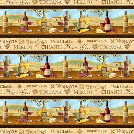 Wine Border Print- Tuscan Delights by Wilmington Prints - 3015-90502-132 — Cottage Quilting Ltd.