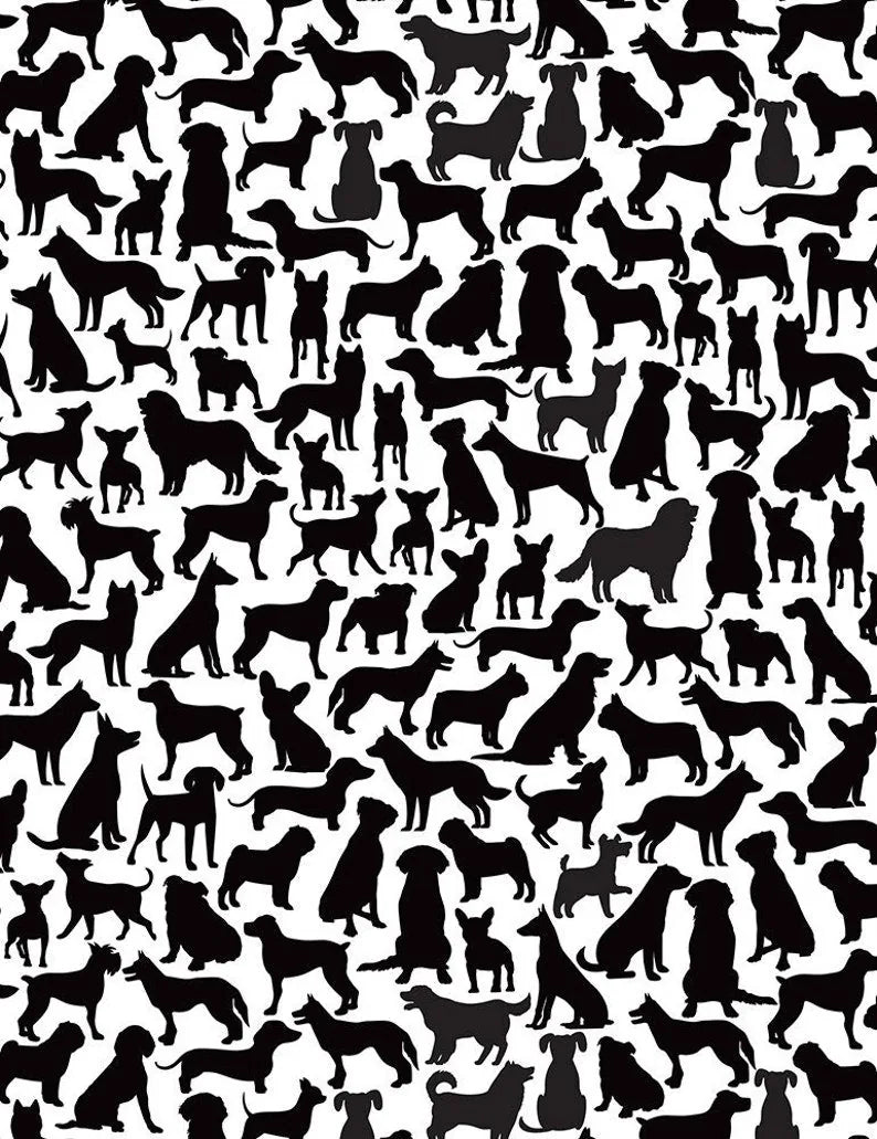 Timeless Treasures - Dogs - Shadow Dogs - DOG-C8921-WHITE — Cottage Quilting Ltd.