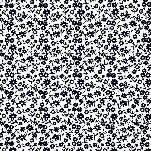 Fiori 2 by Gordon Fabrics - White with Black Flowers — Cottage Quilting Ltd.