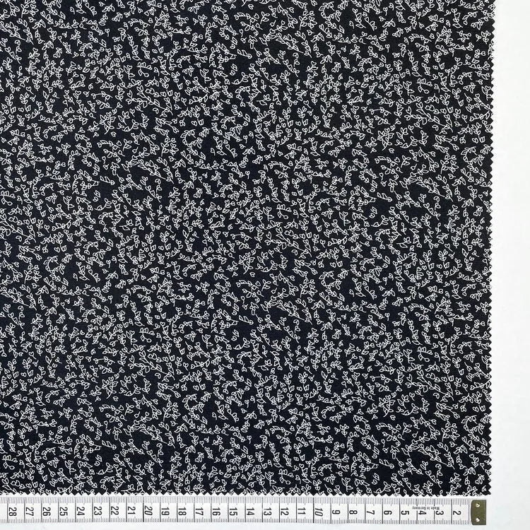 Fiori 2 by Gordon Fabrics -Black with White Leaves — Cottage Quilting Ltd.