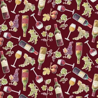 Clothworks - Wine Tastine - Red Wine Bottles & Glasses - Y4574-52 — Cottage Quilting Ltd.