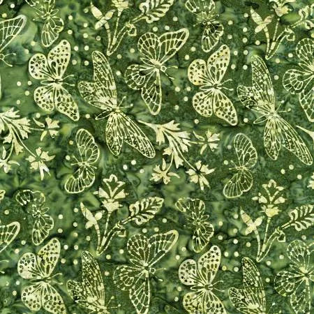 Trésors intemporels Tonga Batik - Papillons et asclépiades - B2308-LEAF