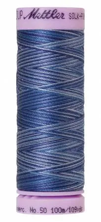 Mettler Silk-Finish 50wt Variegated Cotton Thread 109yd/100M Evening Blue — Cottage Quilting Ltd.