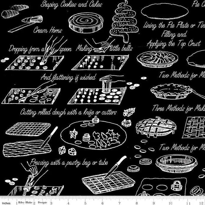 Riley Blake, Janet Wecker Frisch - Snow Sweet - Livre de cuisine vintage noir - C9674-Noir