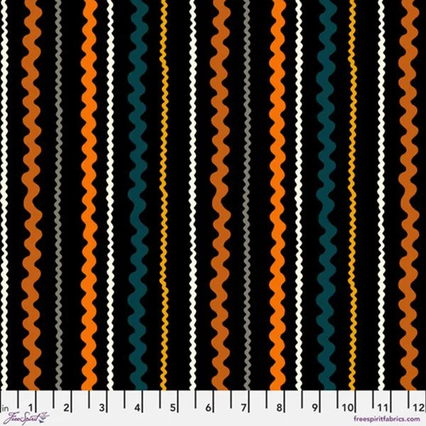 Freespirit - Storybook Halloween- Rachel Hauer - Ric Rac Stripe - Black
