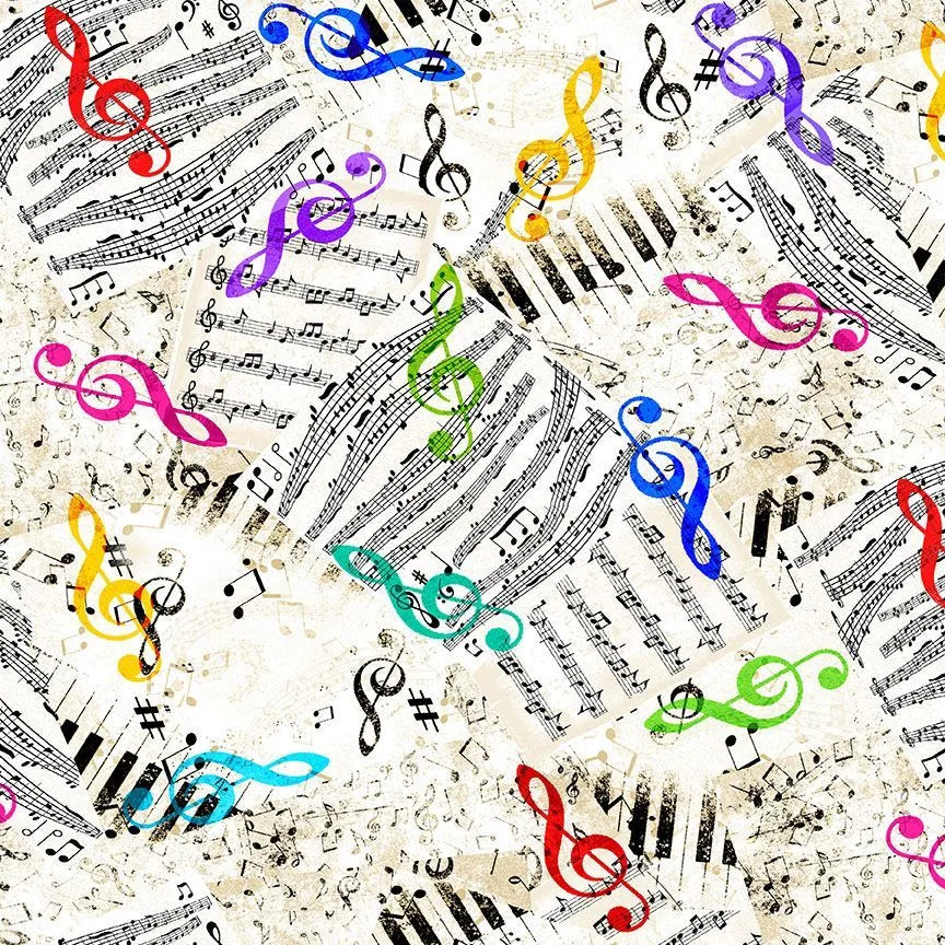 Timeless Treasures - I'm with the Band - Music Notes - MUSIC-CD2233  WHITE