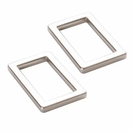 Anneaux rectangulaires plats 1 po nickel, ensemble de deux