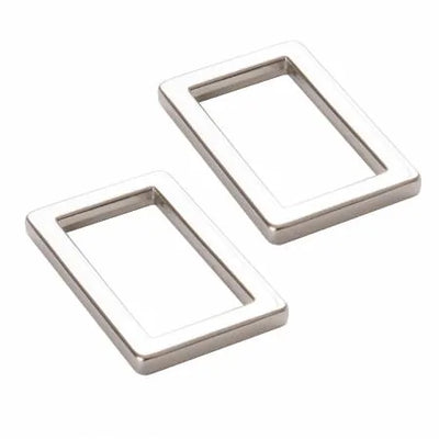 Anneaux rectangulaires plats 1 po nickel, ensemble de deux