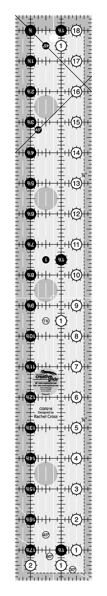 Creative Grids Règle Rectangulaire 2-1/2 po x 18-1/2 po