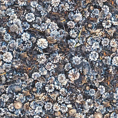 Murmures de la forêt S4842-7 - Fleurs bleu poussière