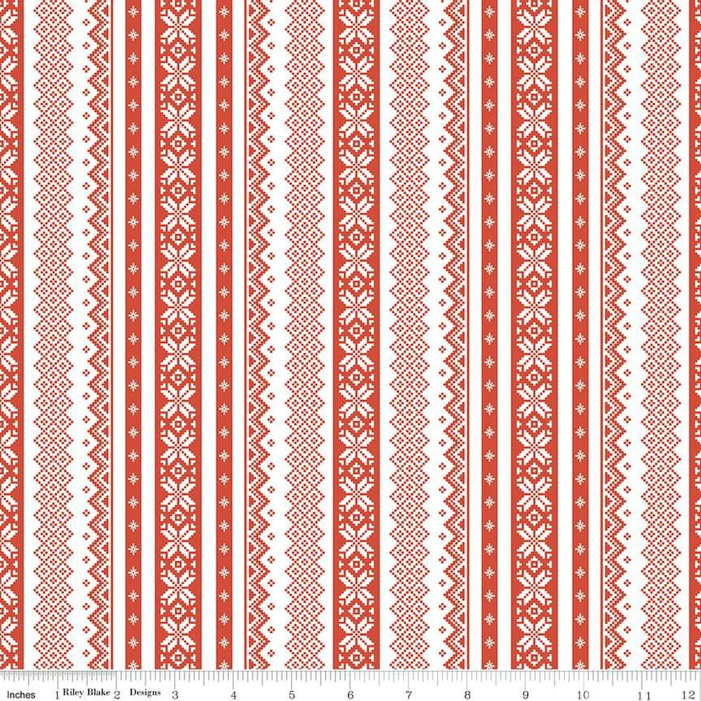 Riley Blake - Corinne Wells - Ski Hill - Sweater White/Red - C14773-WHITE