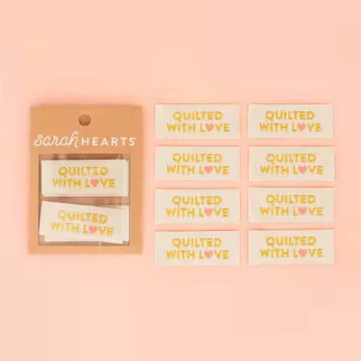Quilt Labels Quilted with Love Gold Woven Labels