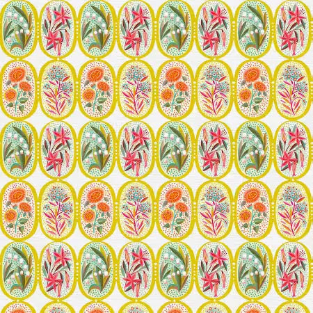 Paintbrush Studio - Flower Medallions White/Green 118in Wide Back