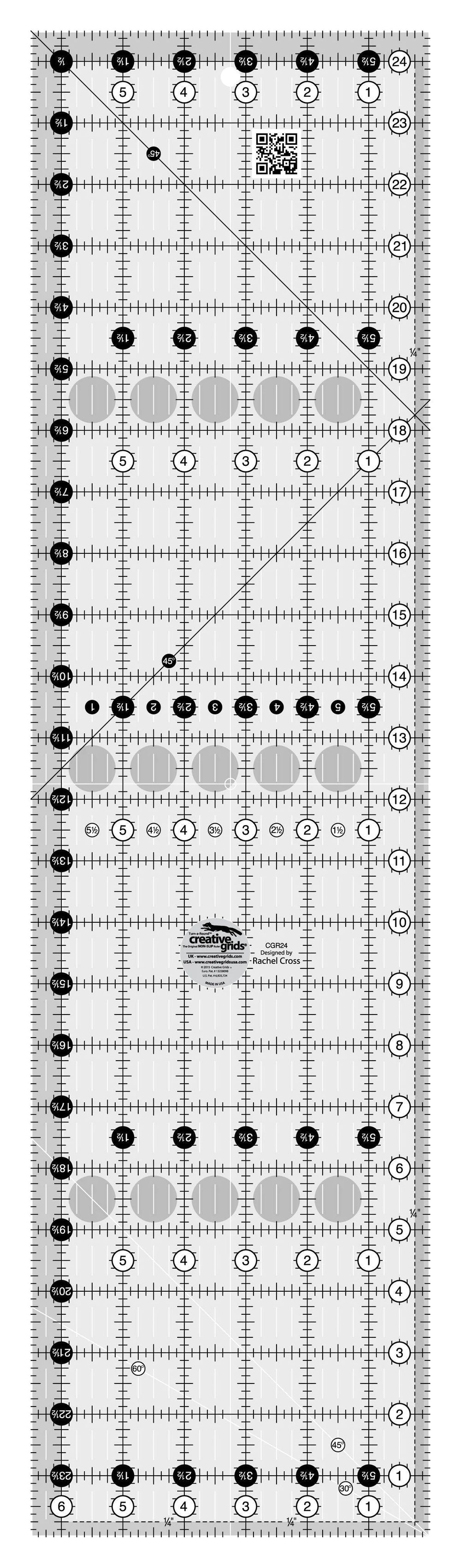 Creative Grids Règle de courtepointe 6-1/2 po x 24-1/2 po GAUCHE