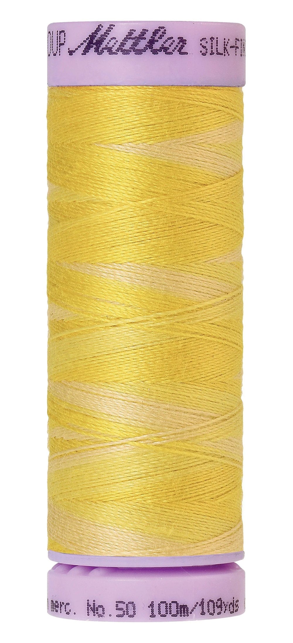 Fil de coton Mettler Silk-Finish 50wt panaché 109 vg/100 m Jaune Canari