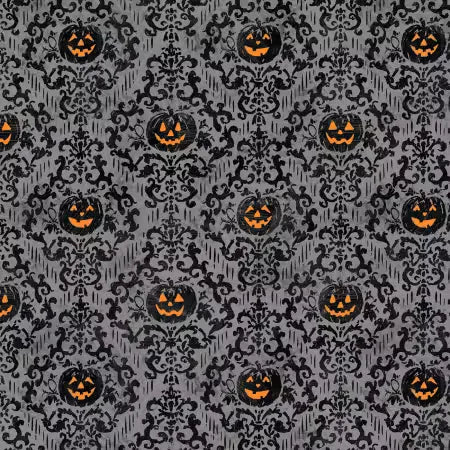 Michael Davis - Midnight Hauntings - Dark Gray Pumpkin Damask - 96485-998