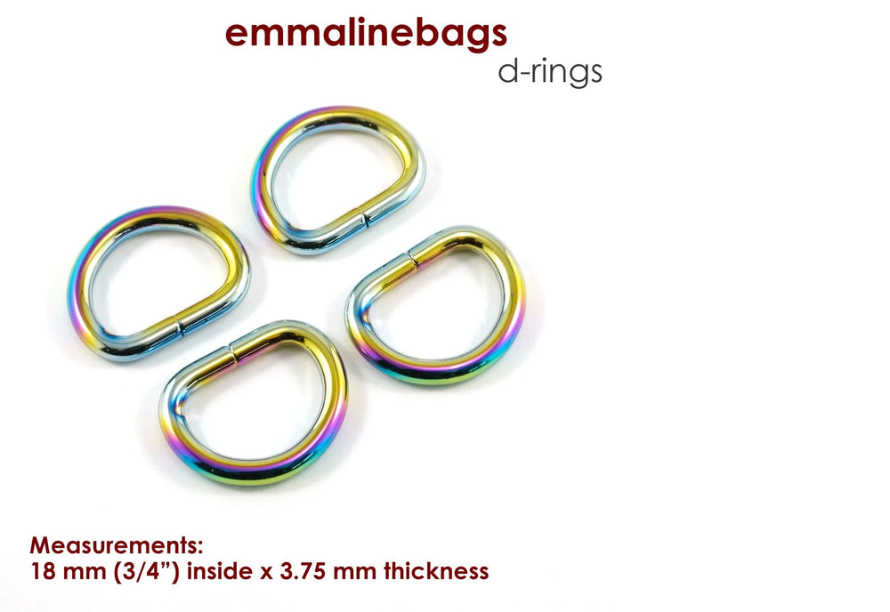 Emmaline Bags - D-Rings Iridescent Rainbow Finish (4 pack) -  3/4"