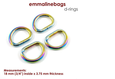 Emmaline Bags - D-Rings Iridescent Rainbow Finish (4 pack) -  3/4"