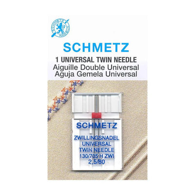 SCHMETZ #1723  Twin Needle Carded - 80/12 - 2.5mm - 1 Piece