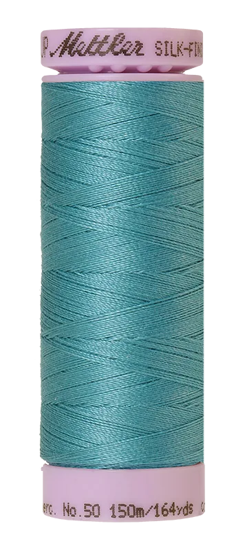 Fil de coton uni Mettler Silk-finish 50wt 164 vg/150 m Opal bleu-vert