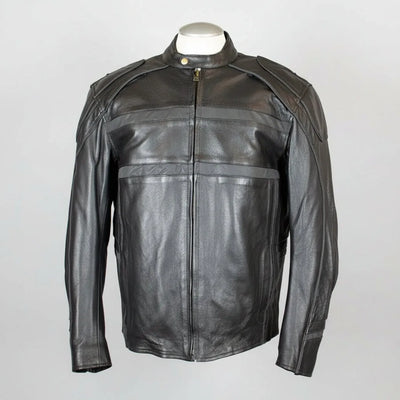 Veste de moto en cuir pour hommes avec passepoil réfléchissant "Open Road"