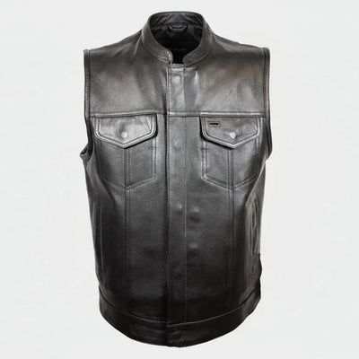Gilet de club en cuir doublé de flanelle Open Road pour hommes