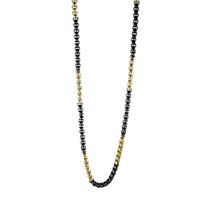BOL Men's Two Tone Gold & Black Stainless Steel Chain Necklace