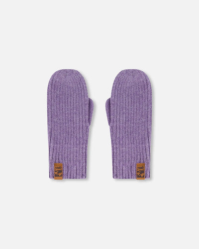 Ribbed Knit Mittens Lavender