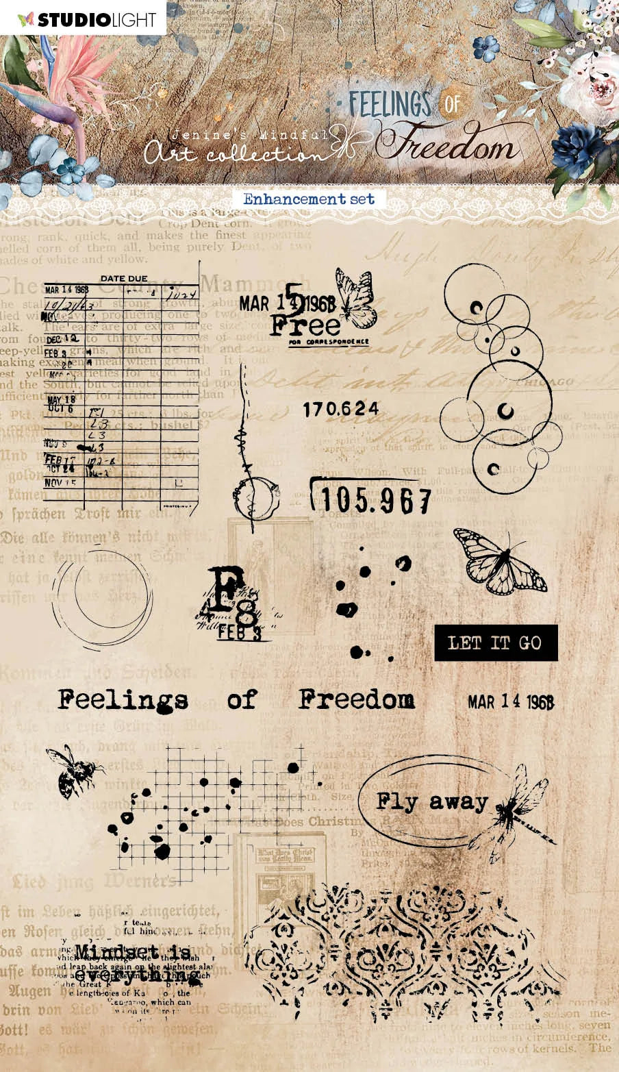 JMA Clear Stamp Enhancement Set Feelings Of Freedom 130x189x3mm 20 PC nr.423 — Ecstasy Crafts