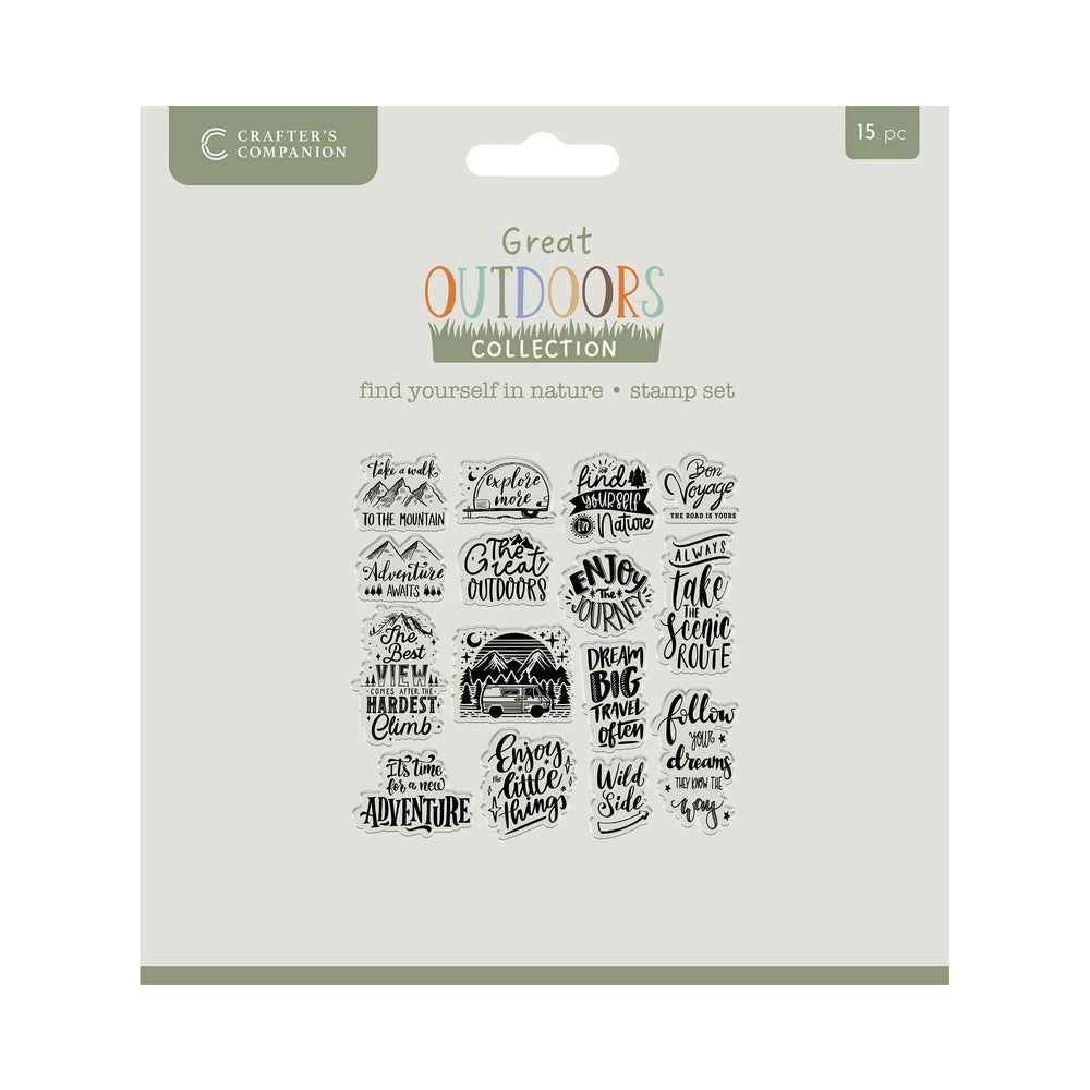 Crafters Companion The Great Outdoors Clear Acrylic Stamp Set - Find Yourself in Nature  — Ecstasy Crafts