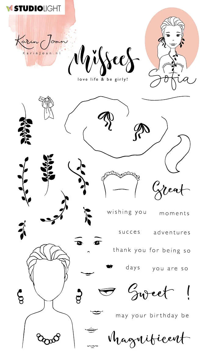 KJ Clear Stamp Sophia Missees 110x154x3mm 37 PC nr.181 — Ecstasy Crafts