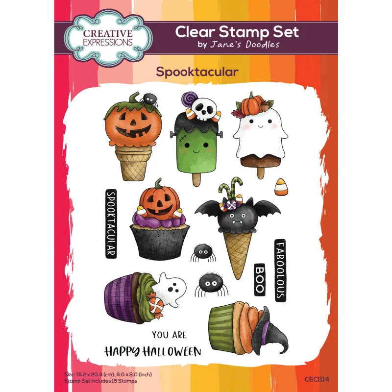 Creative Expressions Jane's Doodles Spooktacular 6 in x 8 in Clear Stamp Set — Ecstasy Crafts
