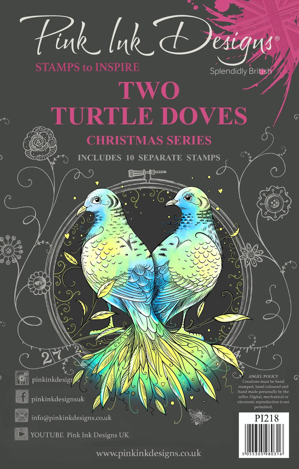 Pink Ink Designs Two Turtle Doves 6 in x 8 in Clear Stamp Set — Ecstasy Crafts
