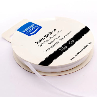 Vaessen Creative Satin Ribbon 3mmx10m White