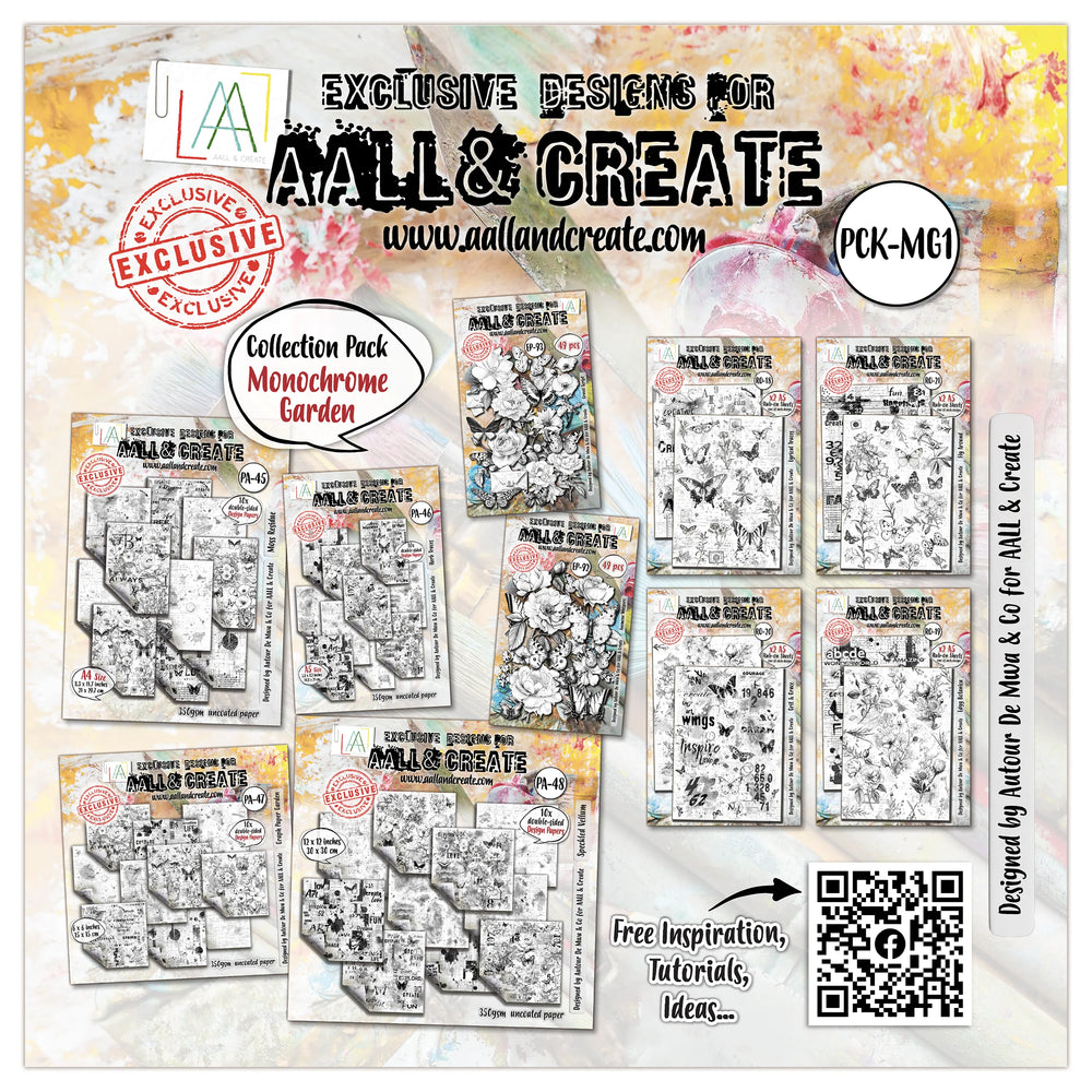 AALL and Create - 12"x12" Collection Pack - Monochrome Garden — Ecstasy Crafts