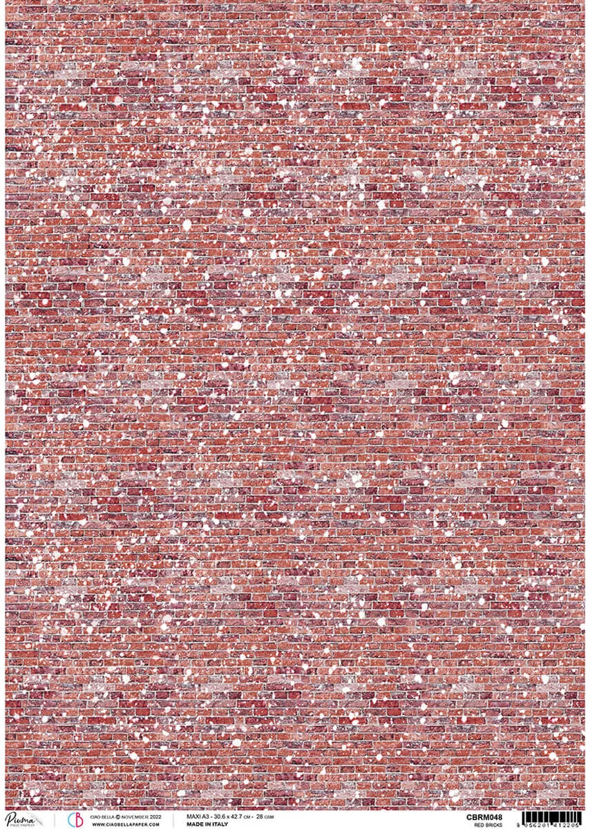 Papier de riz A3 Piuma Briques Rouges - 3 Feuilles