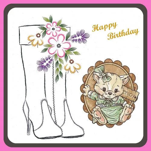 KC Embroidery Pattern - High Boots and Flower Spray — Ecstasy Crafts