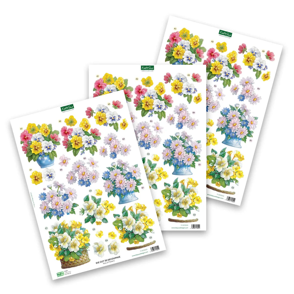 Découpage prédécoupé - Pots de fleurs (3 paquets)