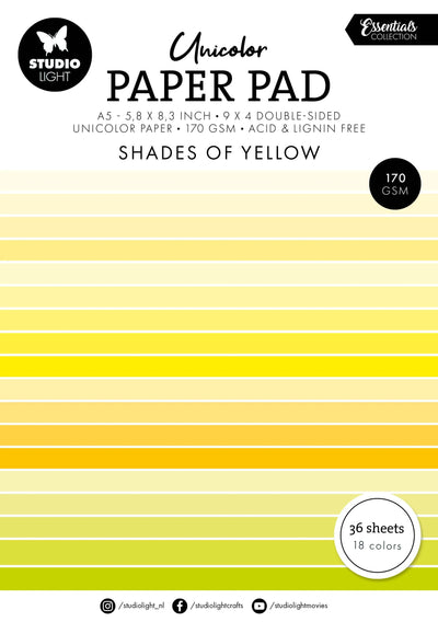 Bloc de papier SL Unicolor Nuances de Jaune Essentiels 36 feuilles
