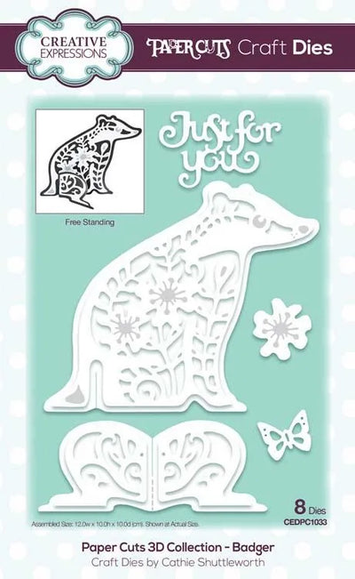Creative Expressions Paper Cuts Collection 3D Badger Découpe