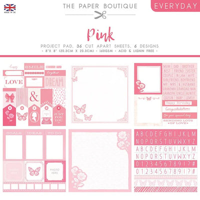 The Paper Boutique Everyday - Nuances de Rose - Bloc Projet 8 po x 8 po
