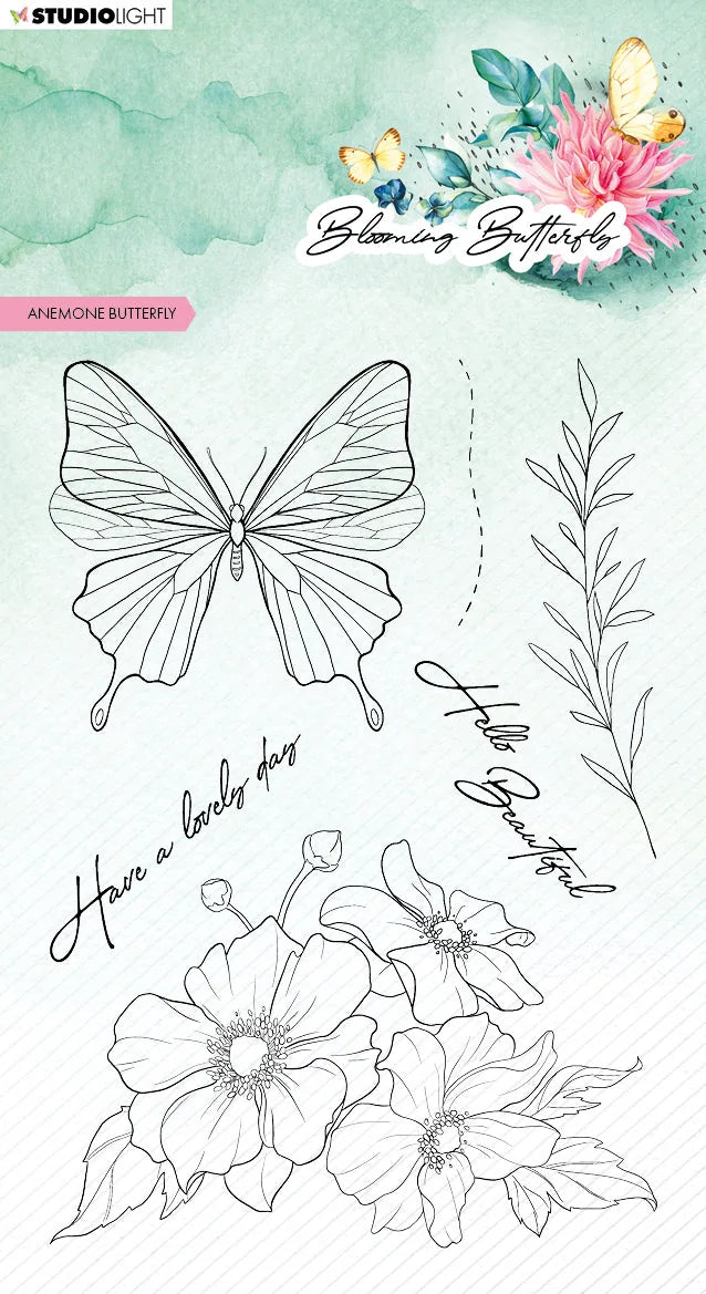 SL Clear Stamp Anemone Butterfly Blooming Butterfly 93x136x3mm 6 PC nr.359